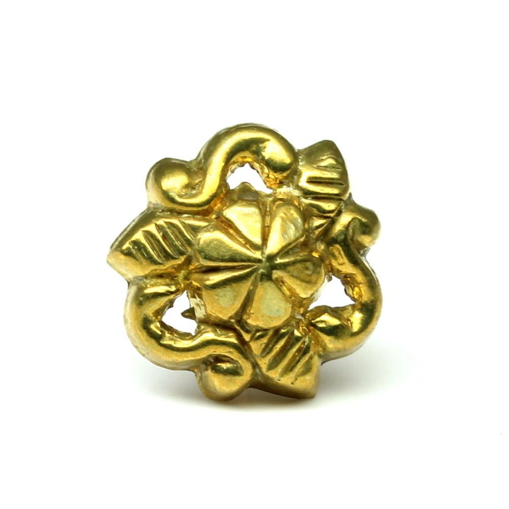 Floral Antique gold finish brass nose stud 18g