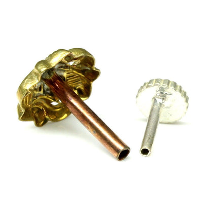 Floral Antique gold finish brass nose stud 18g