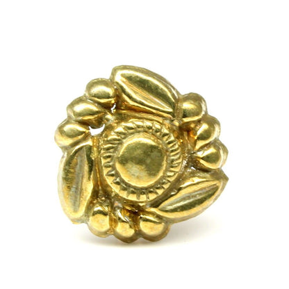 Floral gold finish push pin nose stud