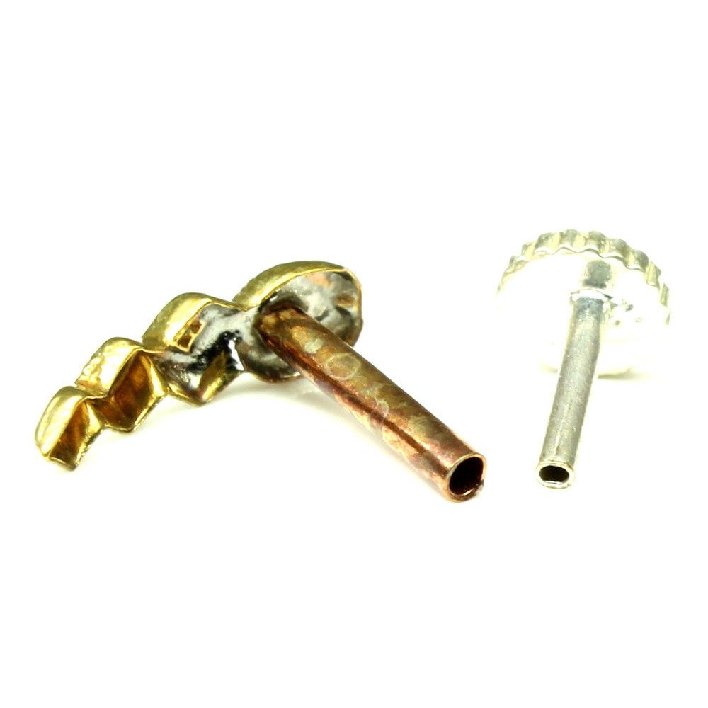 Antique brass push pin nose stud 18g
