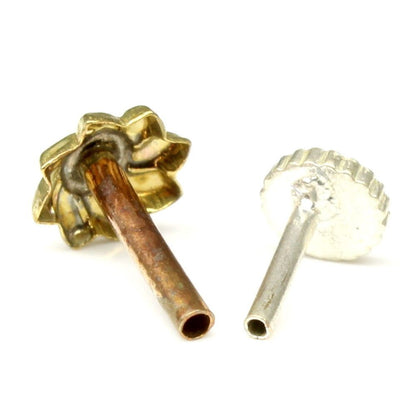 Antique gold finish brass push pin nose stud 18g