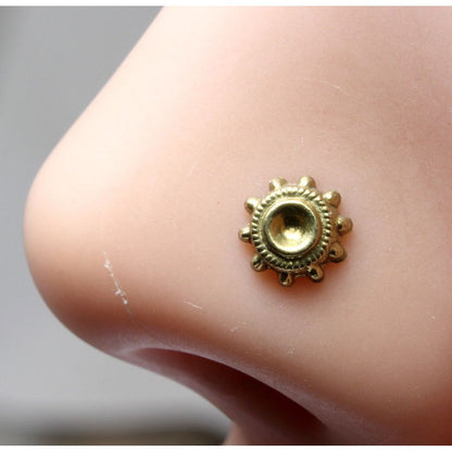 Ethnic gold finish brass nose stud