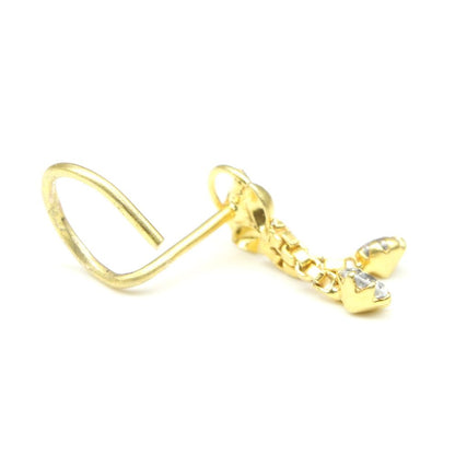 Ethnic gold plated corkscrew 22g nose stud