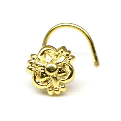 Traditional gold plated L Bend nose stud 22g