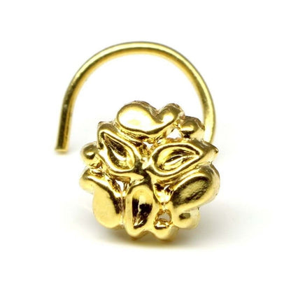 Nose Stud Gold plated corkscrew piercing l bend 22g