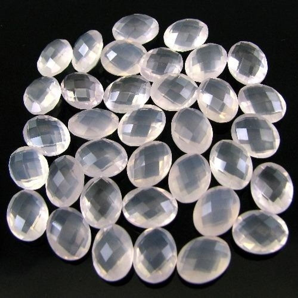 ROSE QUARTZ  60.6Ct 35pc Lot Oval Checker Board Cut Pink Gemstone