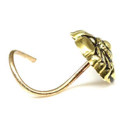 Twisted antique gold finish nose stud 22g