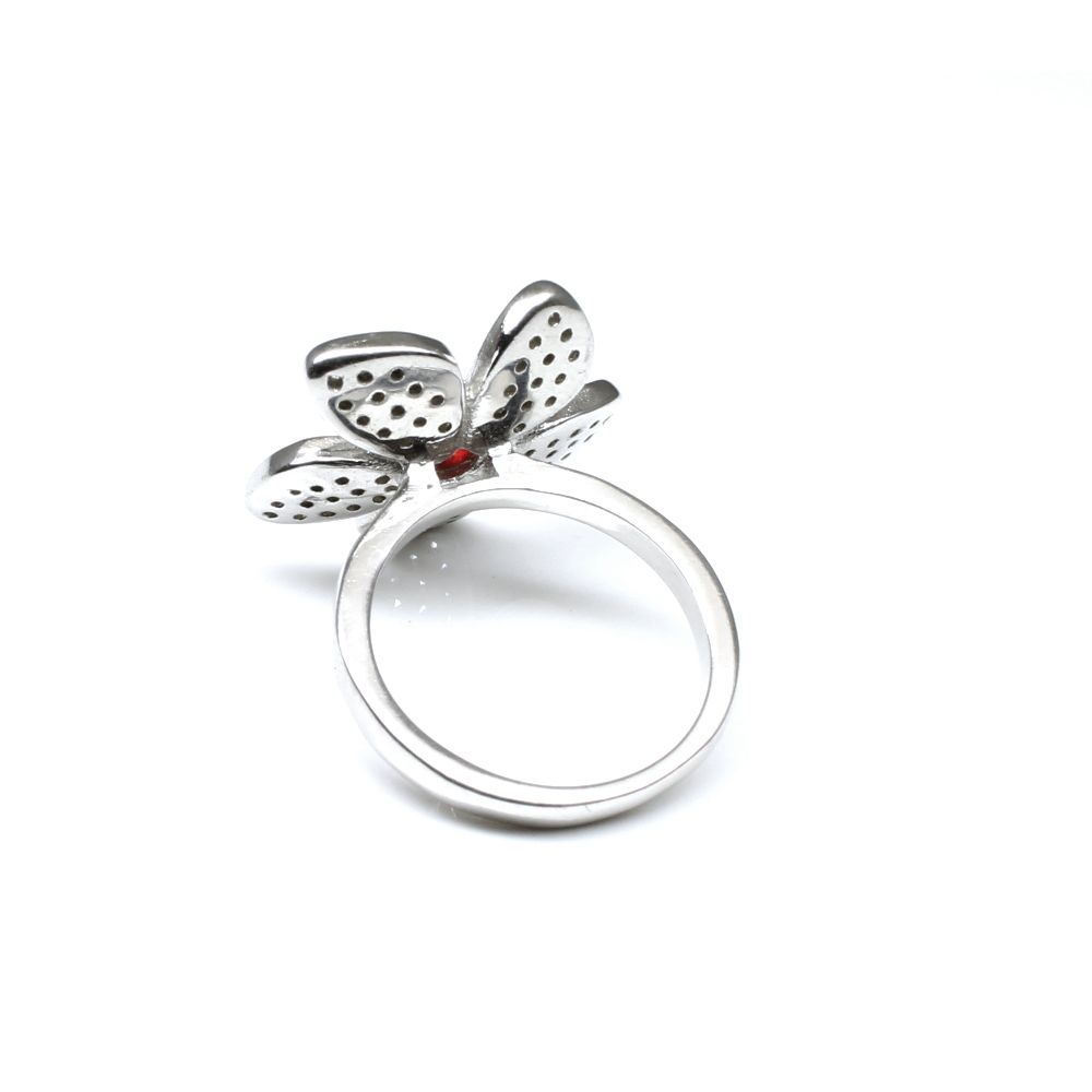 Real Sterling Silver Flower Style Women Ring