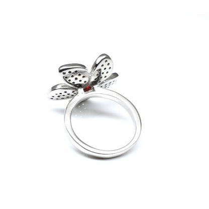 Real Sterling Silver Flower Style Women Ring