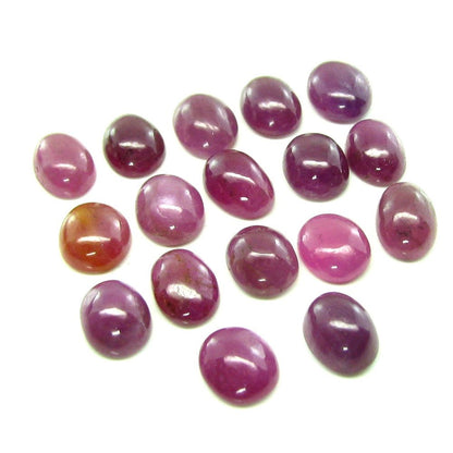 45.5Ct 19pc Lot 8X6mm - 9X7mm Natural Ruby Oval Cabochone Gemstones