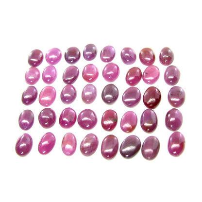 84.1Ct 40pc Lot 9X6mm - 10X7mm Natural Ruby Oval Cabochone Gemstones