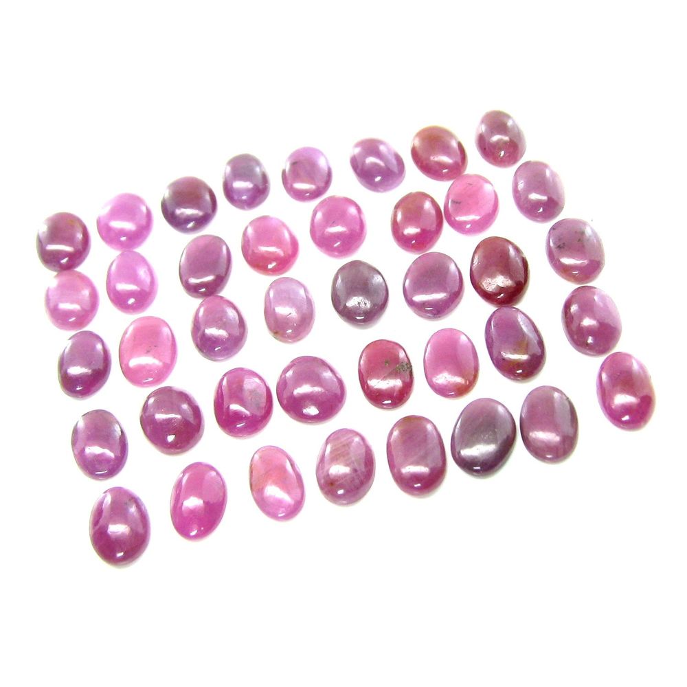 84.1Ct 40pc Lot 9X6mm - 10X7mm Natural Ruby Oval Cabochone Gemstones