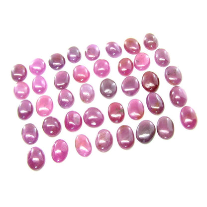 84.1Ct 40pc Lot 9X6mm - 10X7mm Natural Ruby Oval Cabochone Gemstones