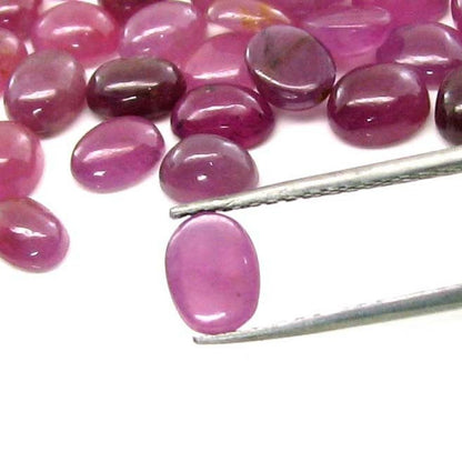 29.9Ct 10pc Lot 10X8mm - 10.8X8.5mm Natural Ruby Oval Cabochone Gemstones