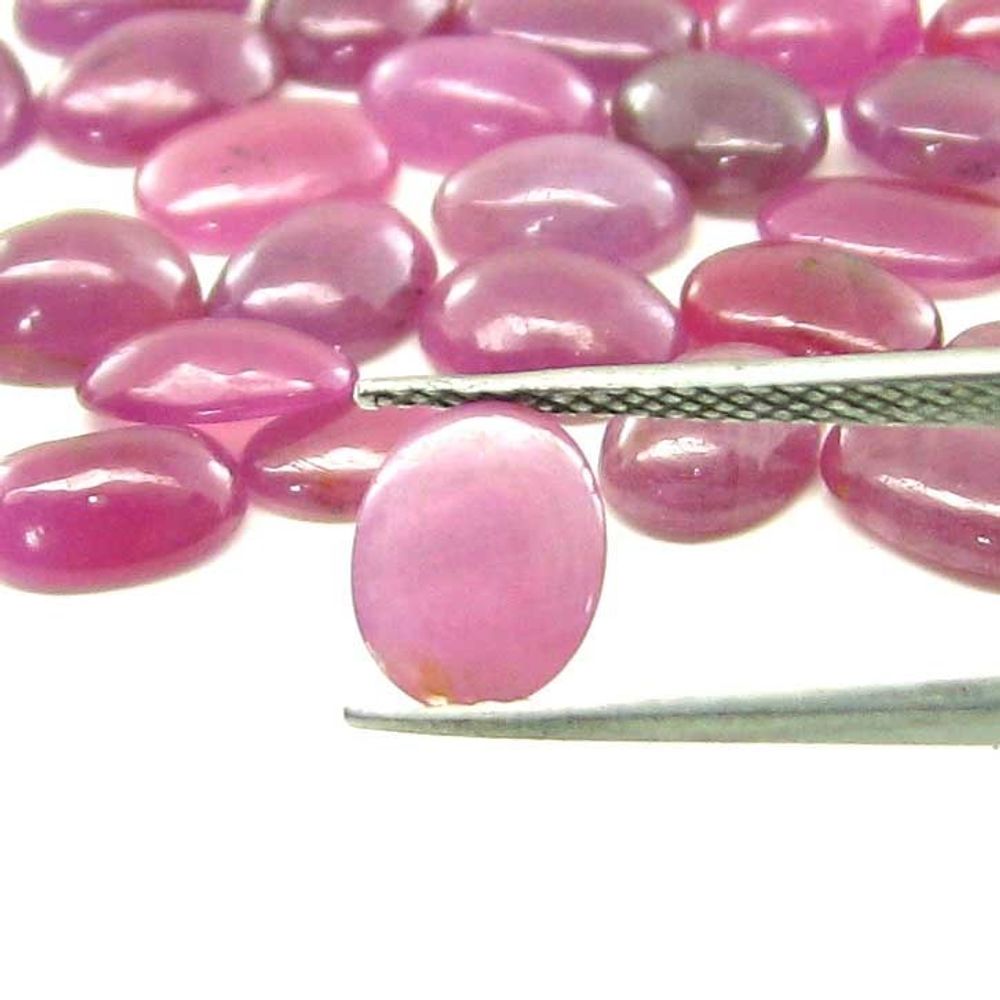 82Ct 47pc Lot 8X6mm - 8.8X7mm Natural Ruby Oval Cabochone Gemstones