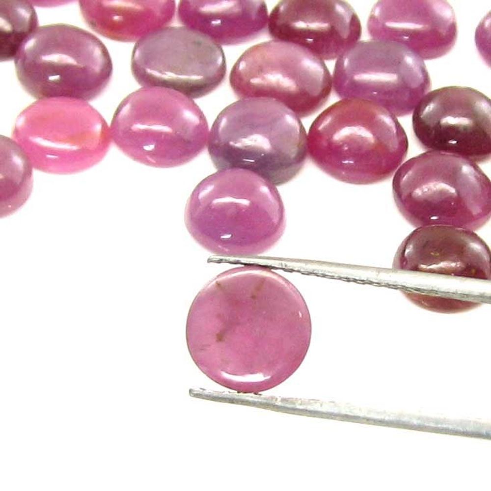 36.8Ct 25pc Lot 6.4mm - 6.8mm Natural Ruby Round Shape Cabochone Gemstones