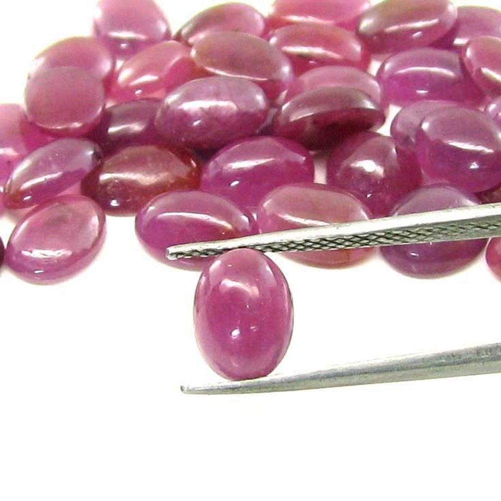 98.5Ct 76pc Lot 7X5mm - 7.8X7mm Natural Ruby Oval Cabochone Gemstones