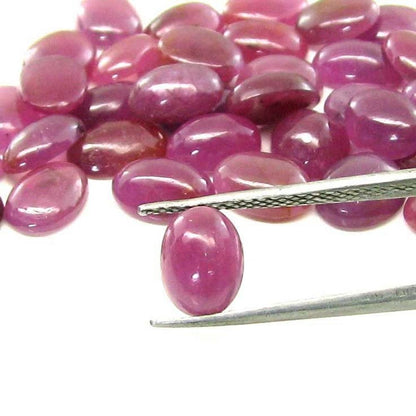 98.5Ct 76pc Lot 7X5mm - 7.8X7mm Natural Ruby Oval Cabochone Gemstones