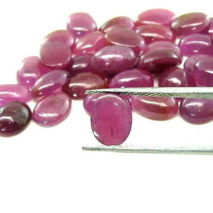 98.5Ct 76pc Lot 7X5mm - 7.8X7mm Natural Ruby Oval Cabochone Gemstones