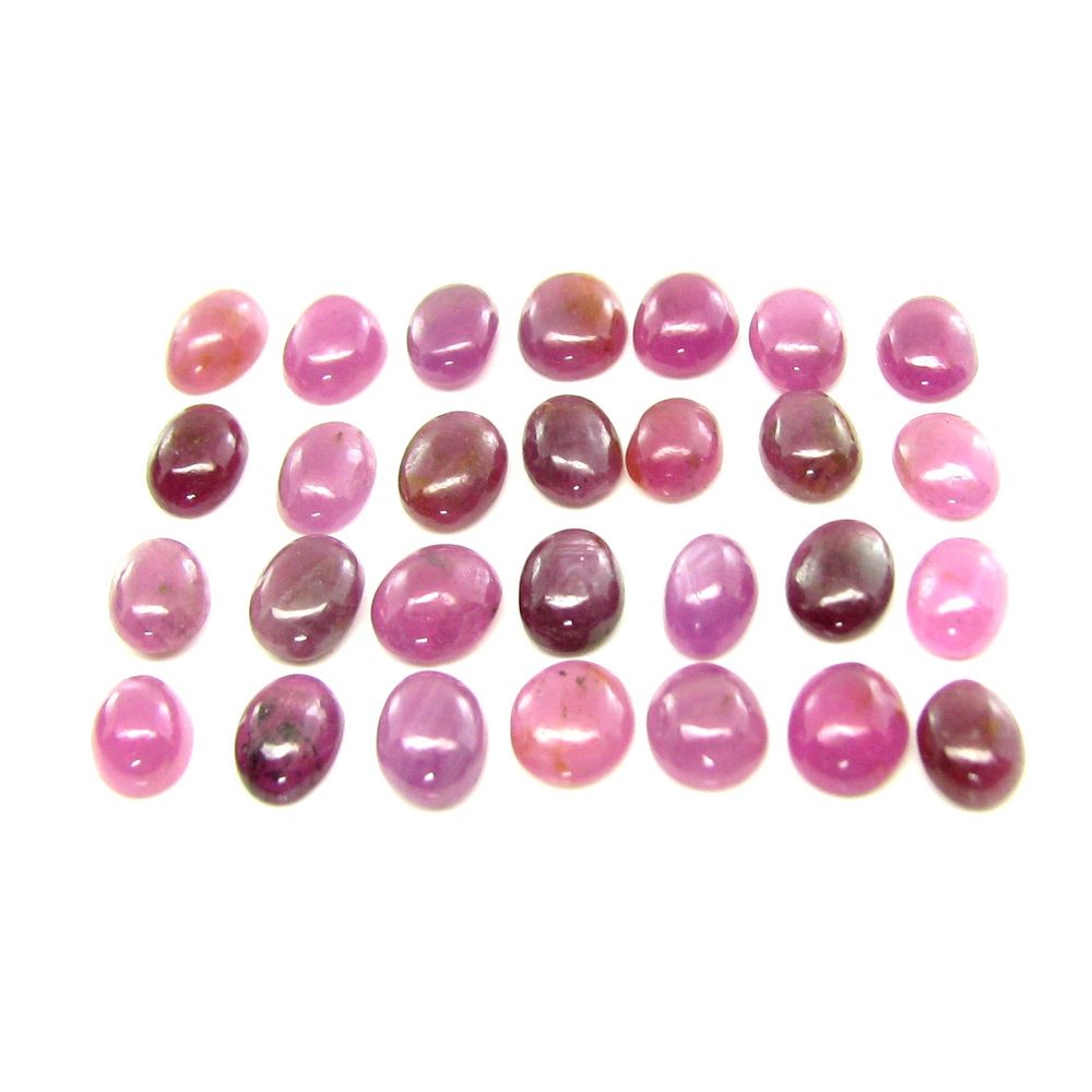 21.9Ct-8pc-Lot-10mmX7mm---10.9mmX7.2mm-Natural-Ruby-Oval-Cabochone-Gemstones