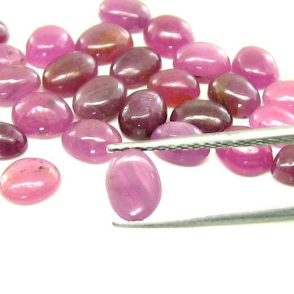 21.9Ct 8pc Lot 10mmX7mm - 10.9mmX7.2mm Natural Ruby Oval Cabochone Gemstones