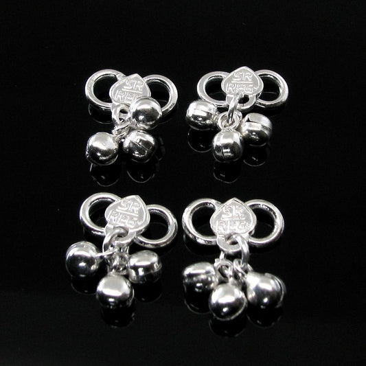 4pc Set of Solid Silver Clasp/lock Bells for Anklets