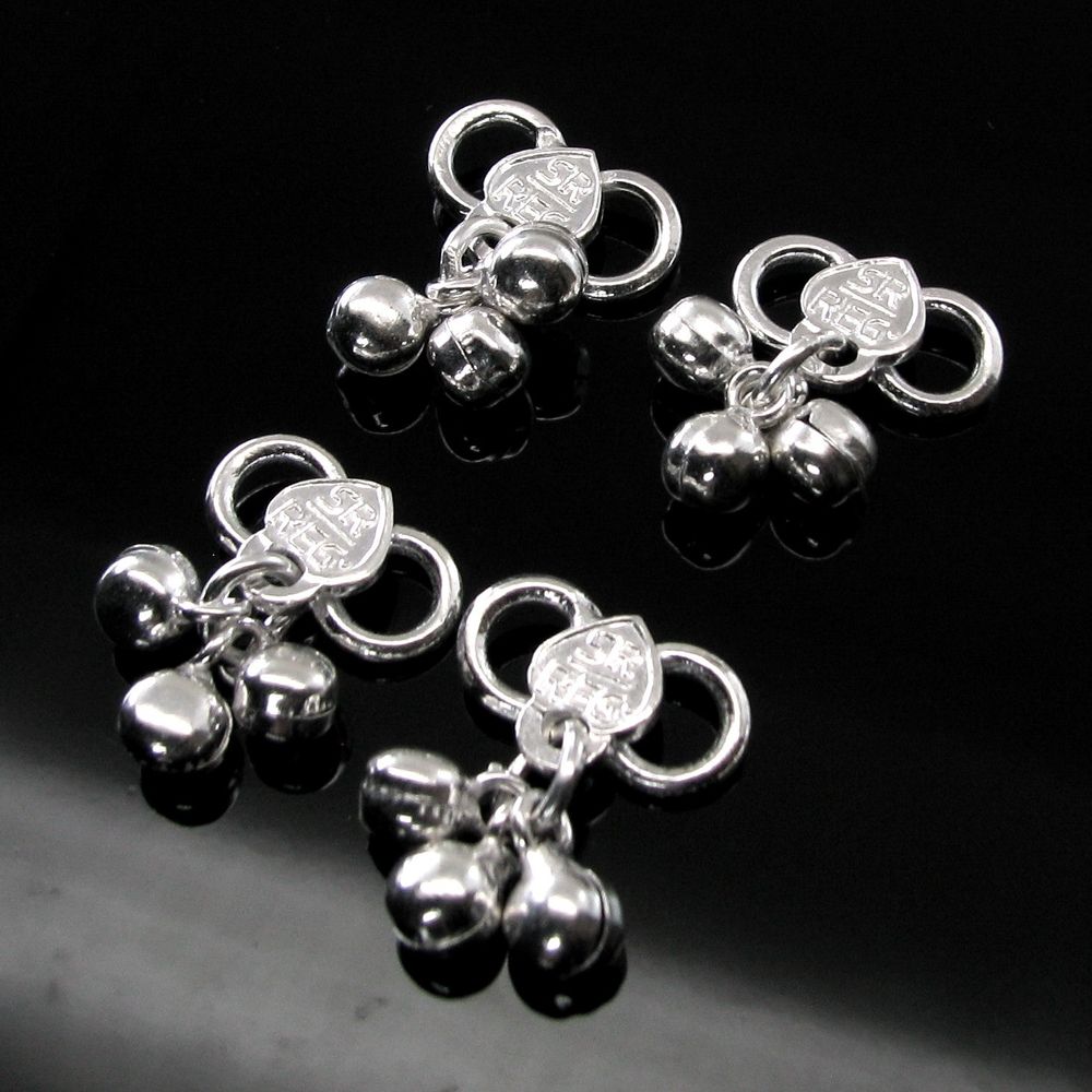 4pc Set of Solid Silver Clasp/lock Bells for Anklets