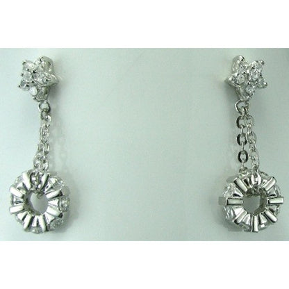 925 Sterling Silver Dangle Earrings Platinum Tone