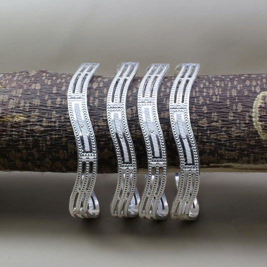 Indian Style Real Sterling Silver Women Bangles Bracelet (Kangan)