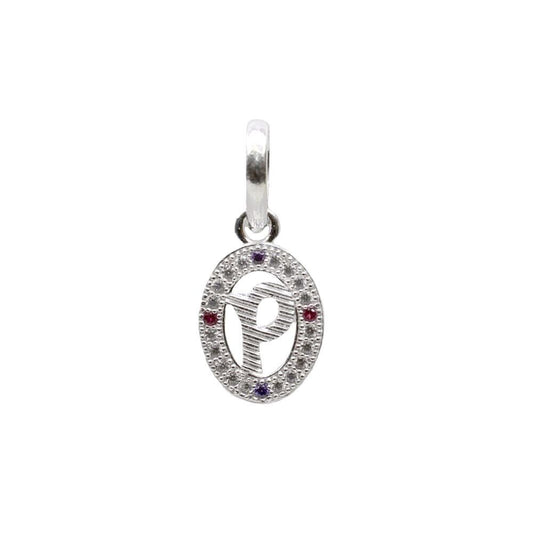 Pure 925 Sterling Cute Silver 'P' Letter Alphabet Pendant CZ for Girl