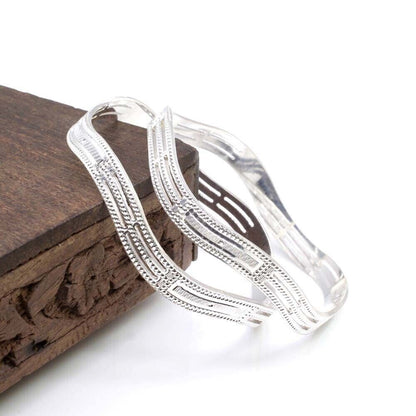 Indian Style Real Sterling Silver Women Bangles Bracelet (Kangan)