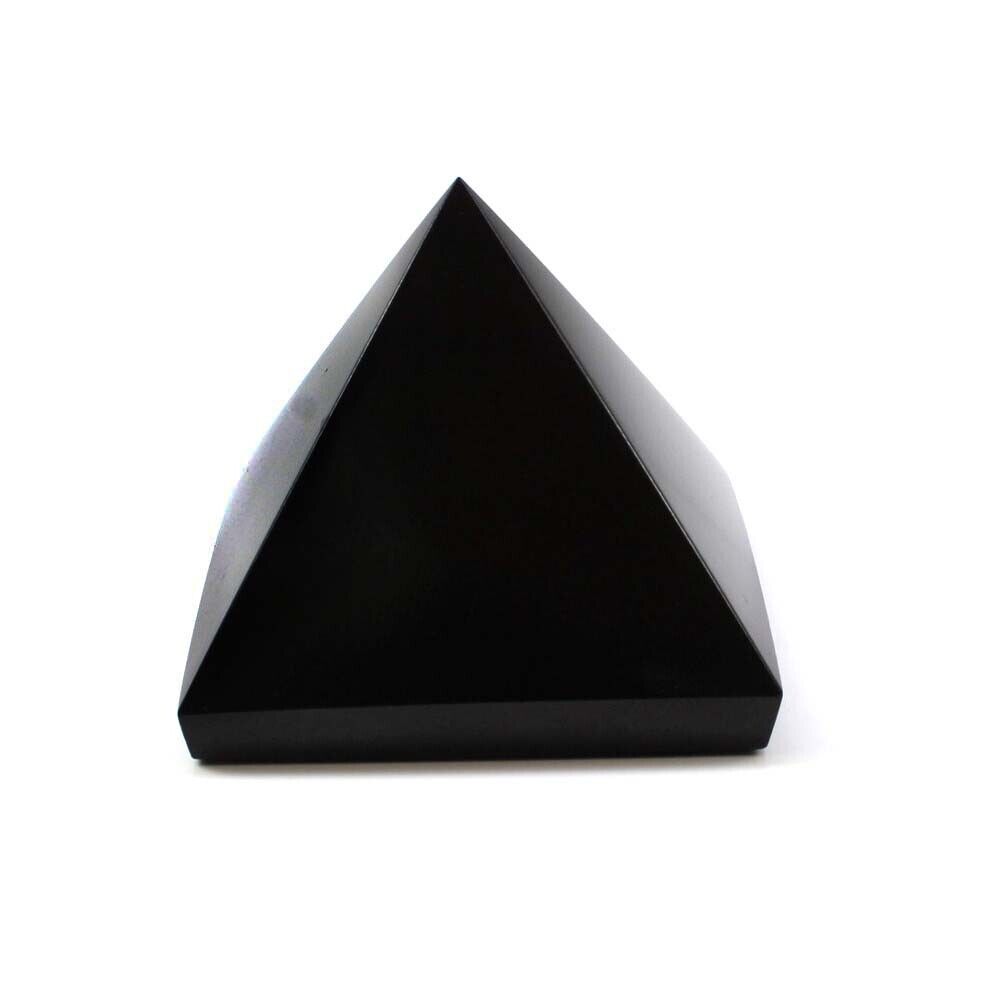 Natural Black Obsidian Crystal Pyramid Healing Stone Rock Reiki