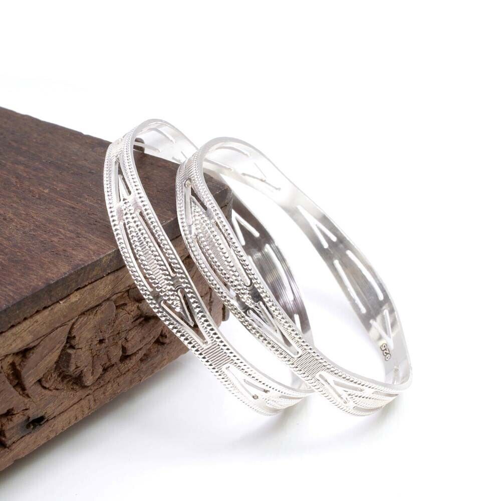 Indian Style Solid Real Silver Women Bangles Bracelet (Kangan)