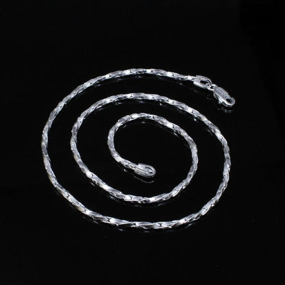 Indian Style Real Solid Sterling Silver Link Design Chain 18