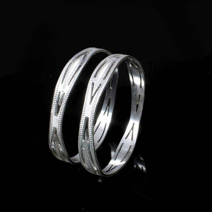 Indian Style Solid Real Silver Women Bangles Bracelet (Kangan)