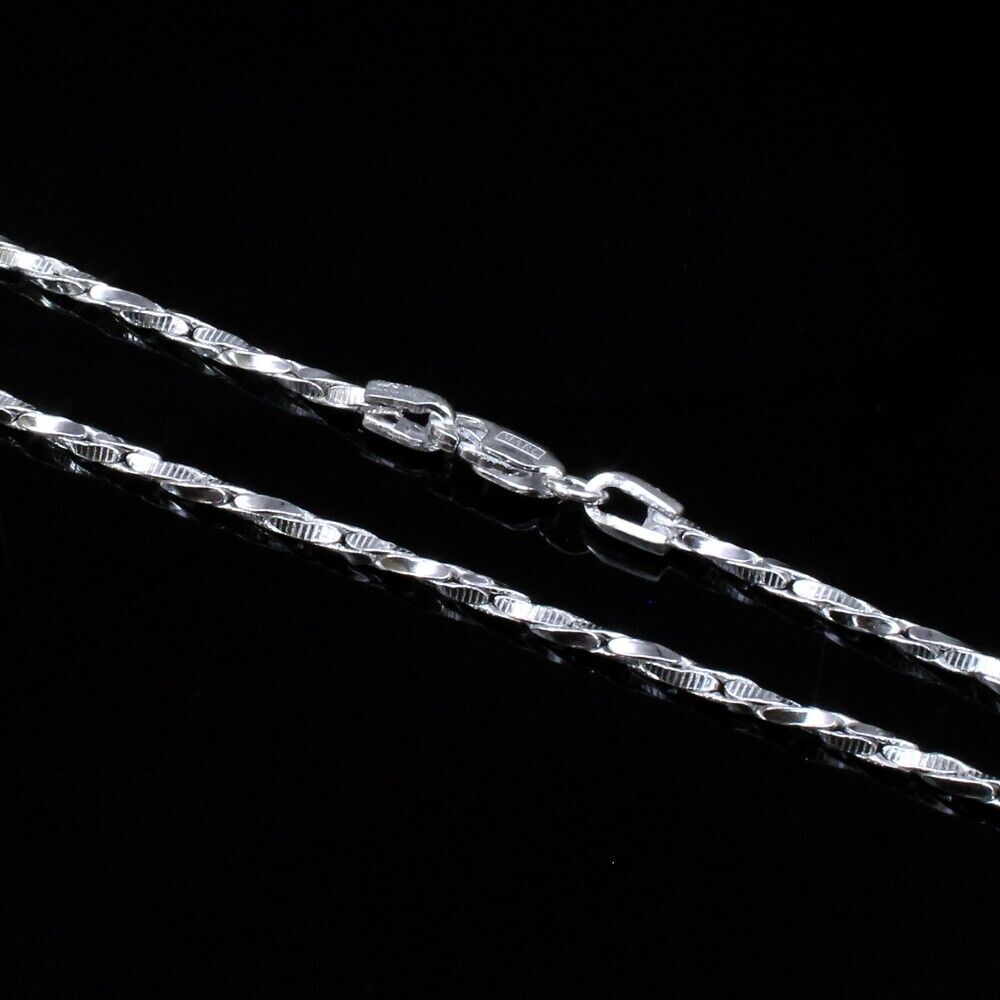 Indian Style Real Solid Sterling Silver Link Design Chain 18