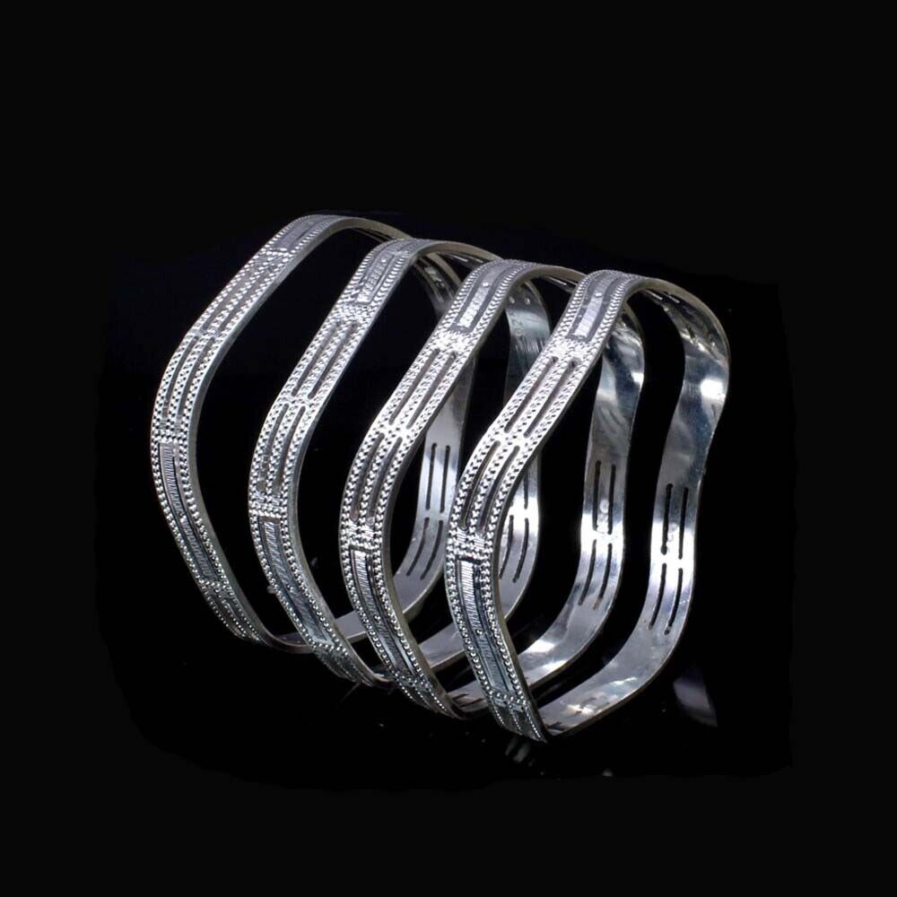 Indian Style Real Sterling Silver Women Bangles Bracelet (Kangan)