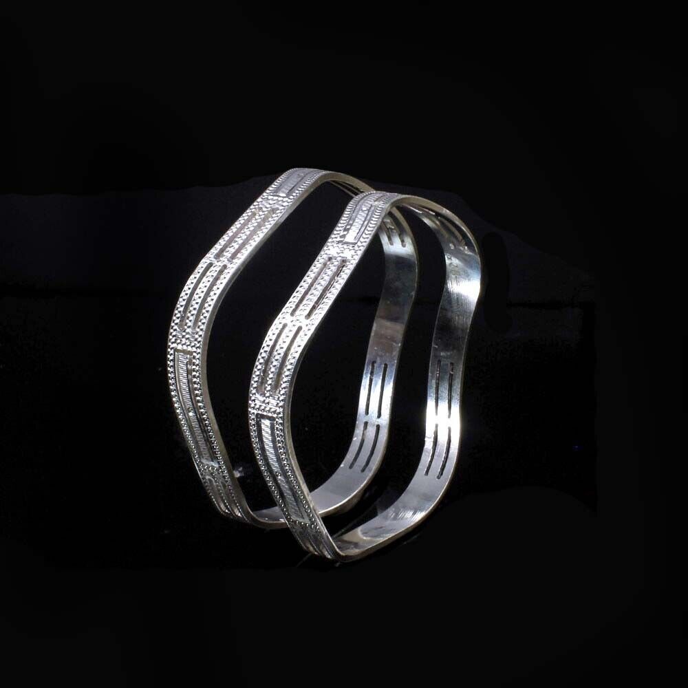 Indian Style Real Sterling Silver Women Bangles Bracelet (Kangan)