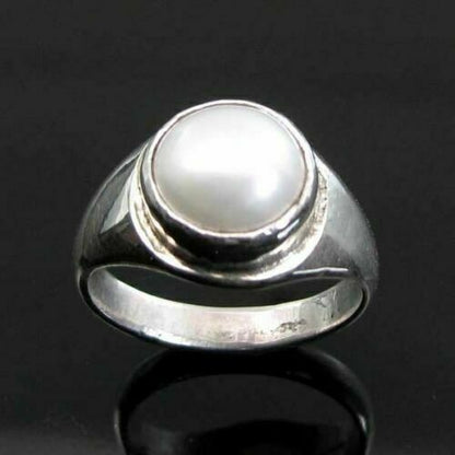 Rashi Ratna Silver Ring Real Pearl Moti Moon Gem Birthstone astrology ratan