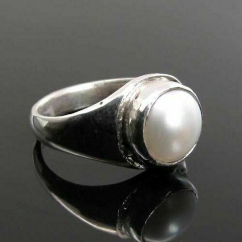 Rashi Ratna Silver Ring Real Pearl Moti Moon Gem Birthstone astrology ratan