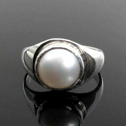 Rashi Ratna Silver Ring Real Pearl Moti Moon Gem Birthstone astrology ratan