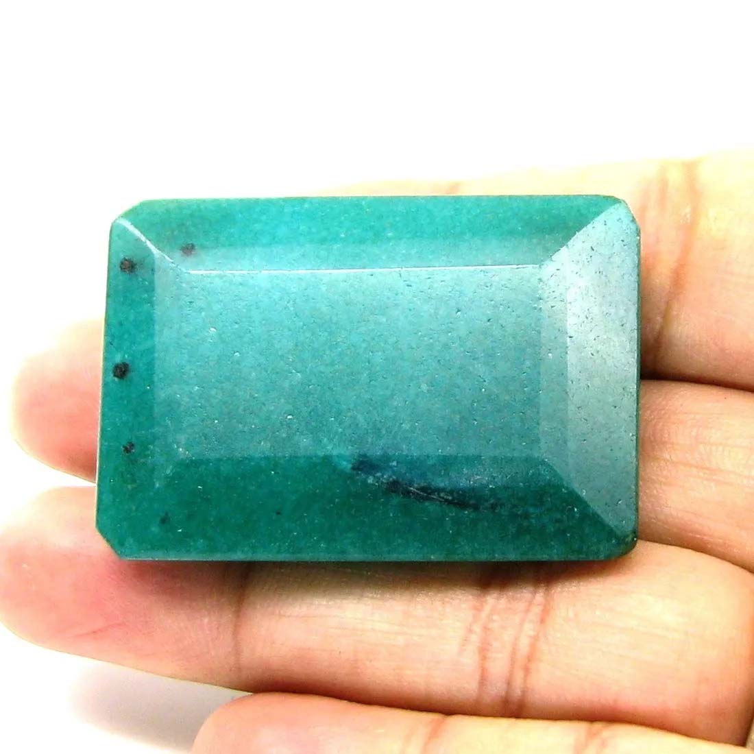 Huge 128.9Ct Natural Brazilian Green Quartz Gemstone in Emerald Color Rectangle