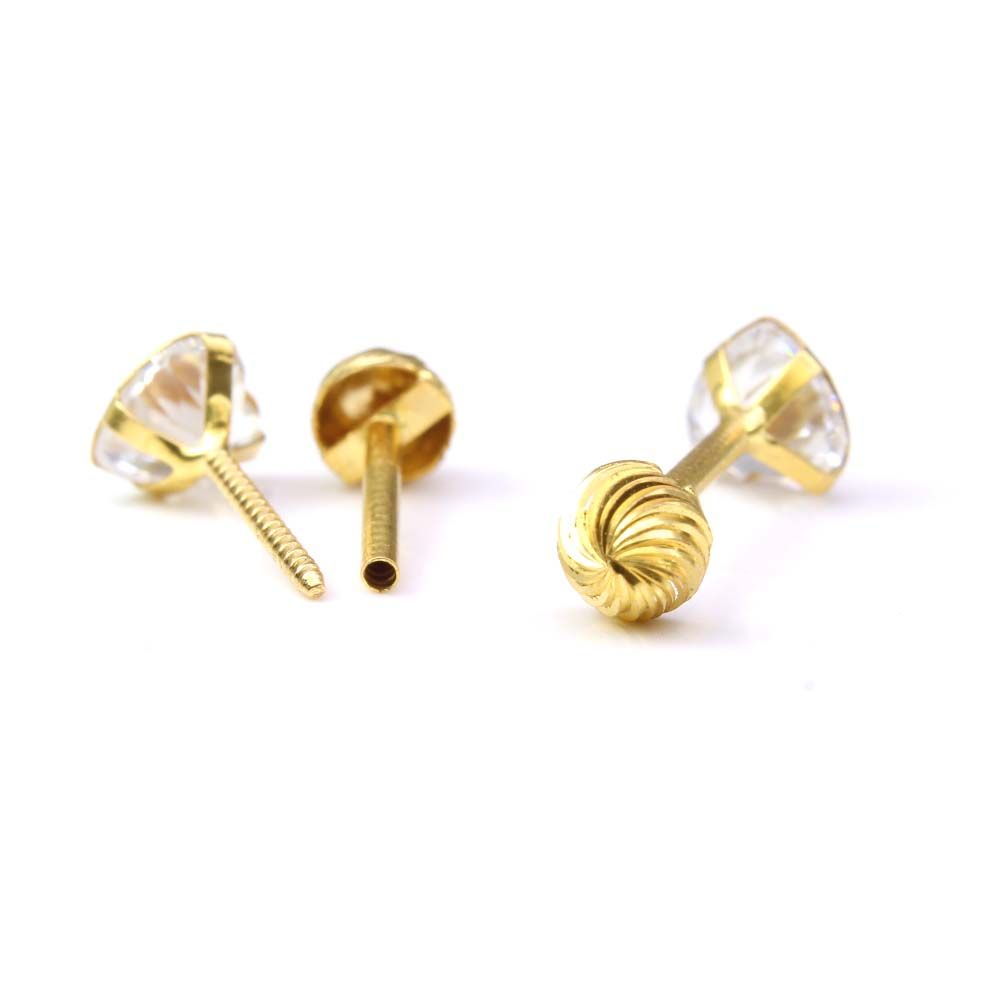 14k Solid Gold Screw Back Earrings