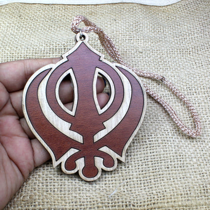 Punjabi Sikh Wooden khanda Car Hanger