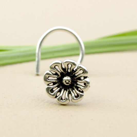 925 Sterling Silver Floral Nose Pin 