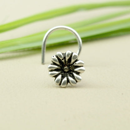 Premium Silver Nose Ring for women in flower shape 