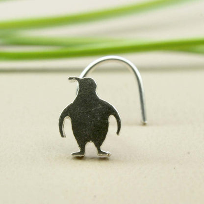 Real silver Nose ring in Penguin shape 