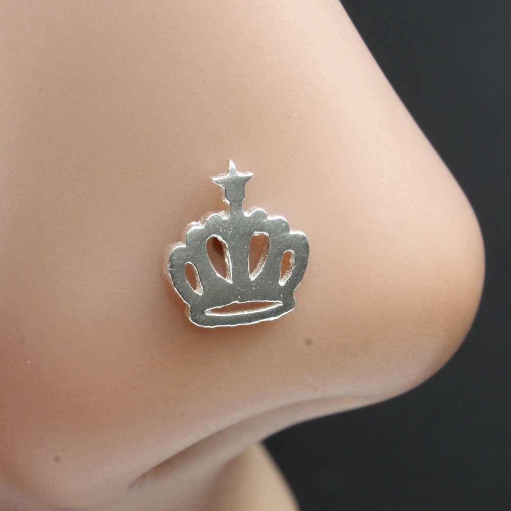 Real Silver nose pin for women in crown shape