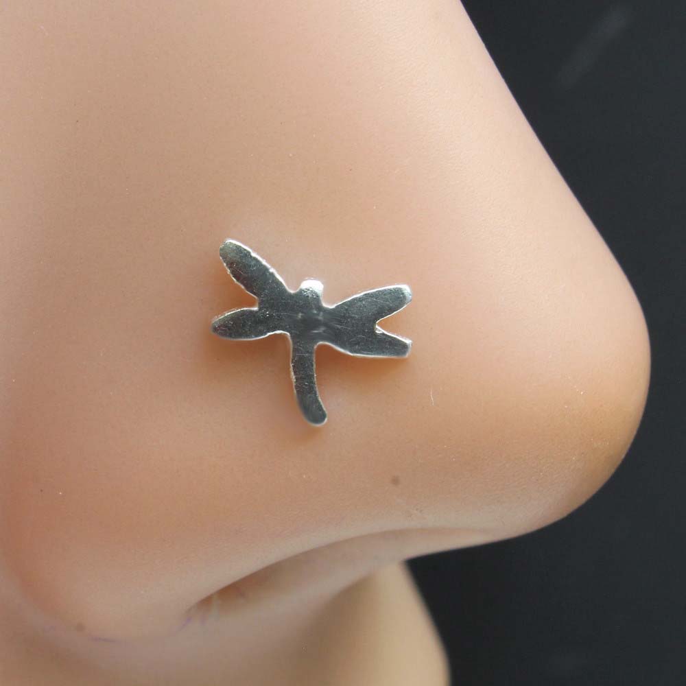 Handmade Silver Nose Ring in Dragonfly shape 