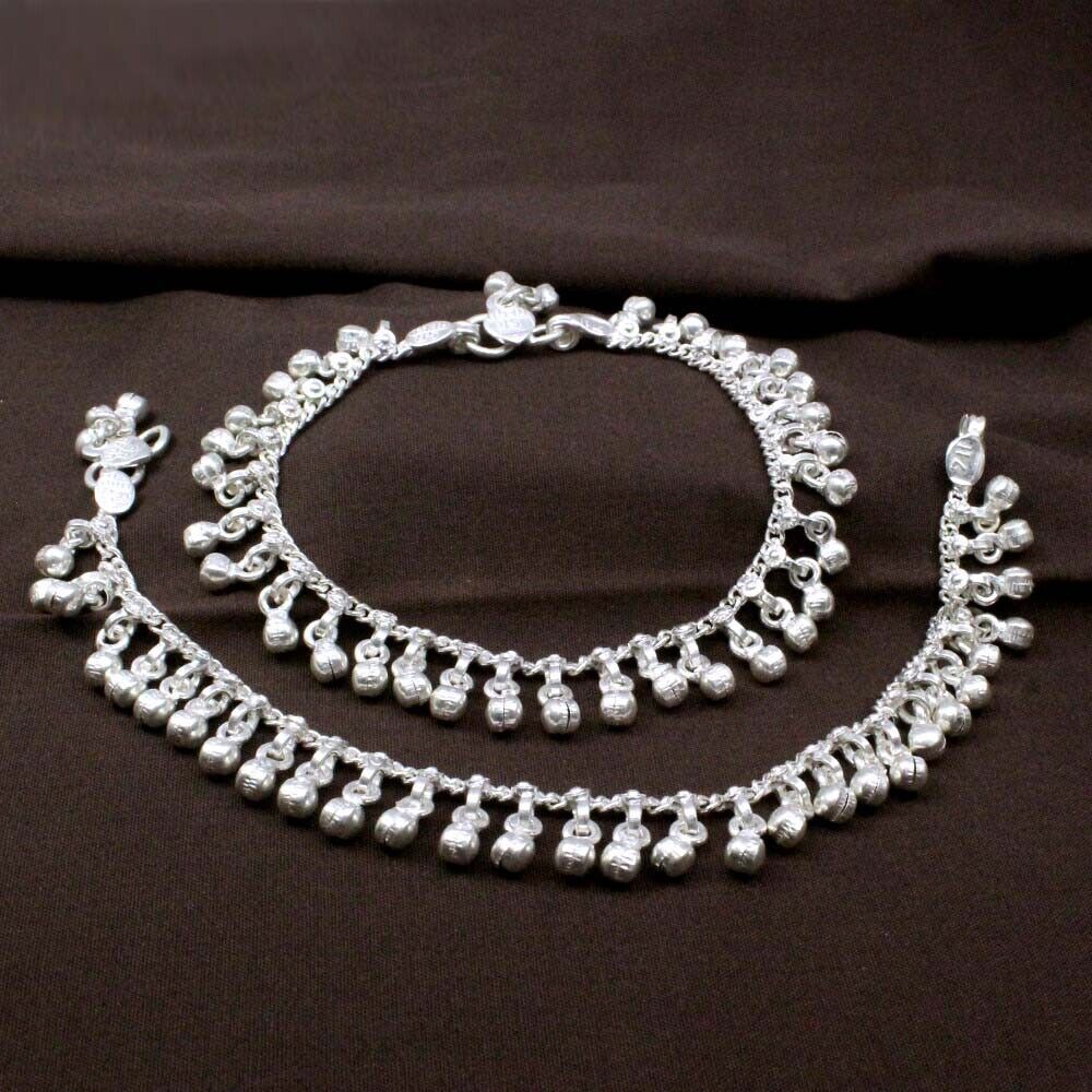 Anklets with Bells Solid Silver Kids foot Bracelet